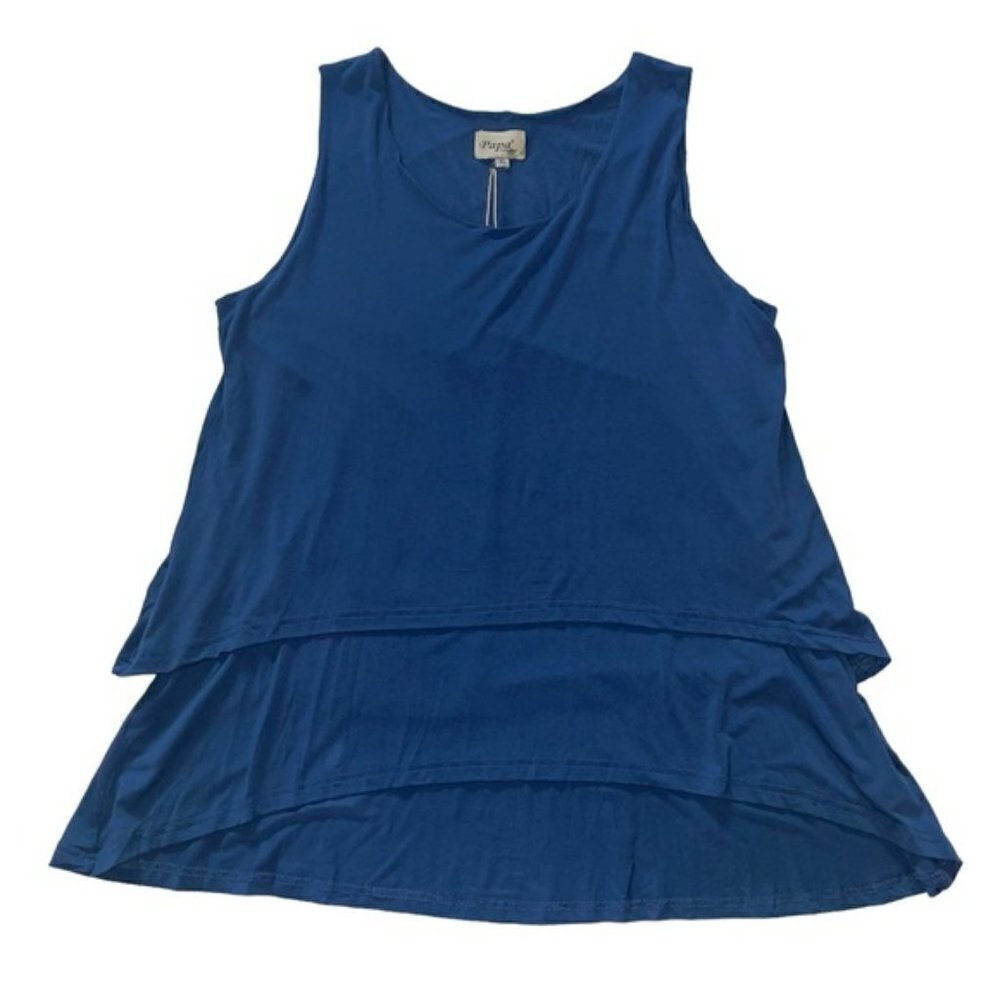 NEW Papa Vancouver Blue Bamboo Fiber Tiered Tunic Top US XL